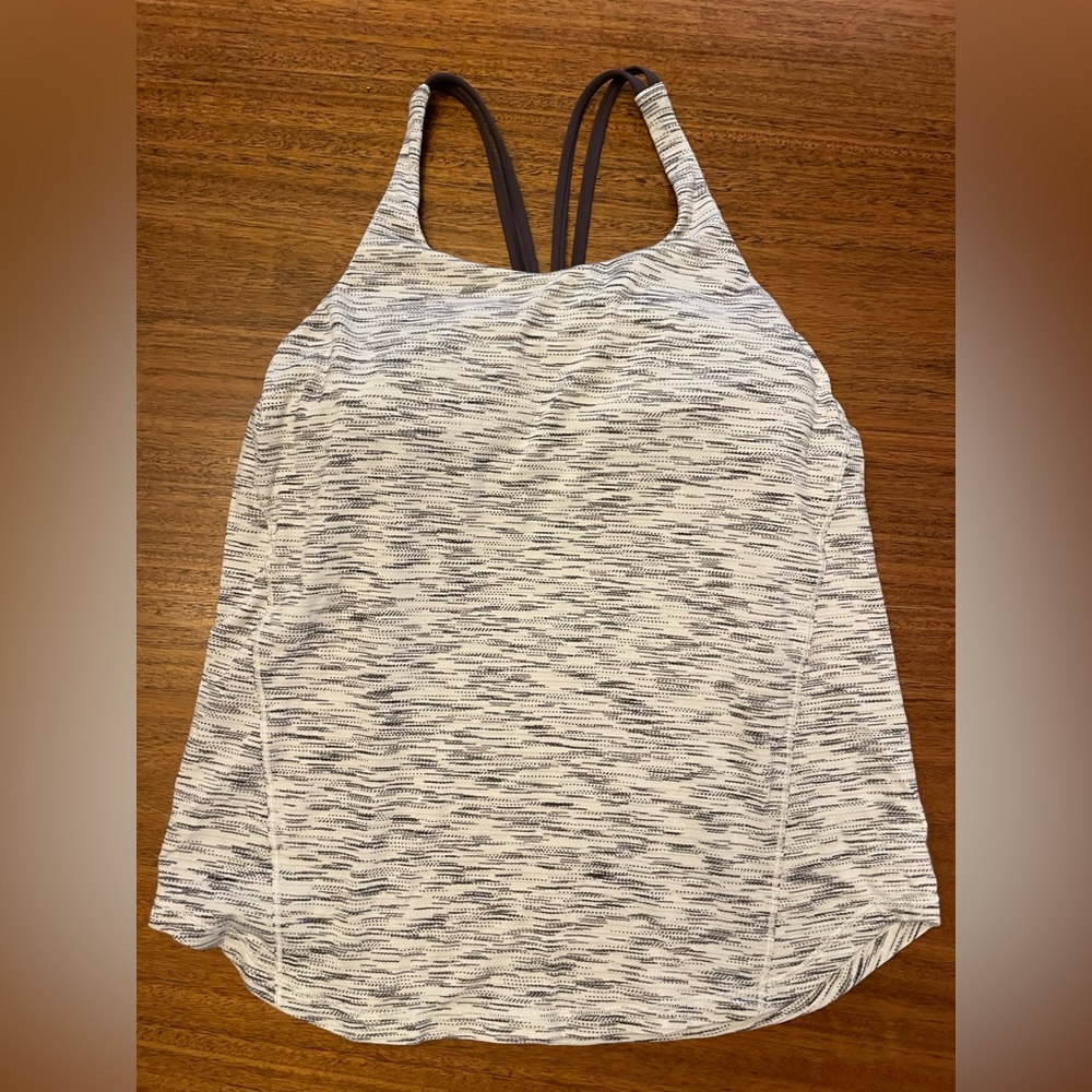 lululemon athletica Gray and White Tank Top